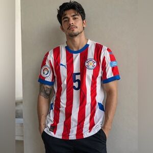 Puma Paraguay Soccer Jersey #5 D. Bogarin Copa America 2025 Ultraweave Men Small